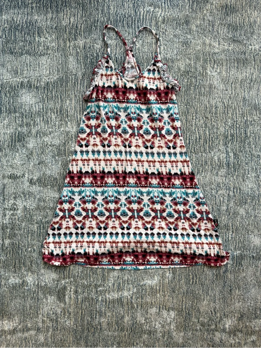 Boho Printed Slip Dress in Teal & Burgundy